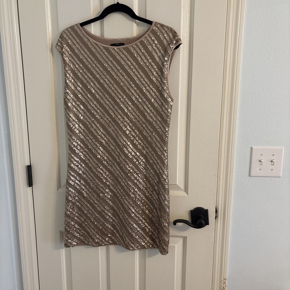 Tart Collections Dress Women's Size M Gold Sequins Striped Sleeveless Stretch